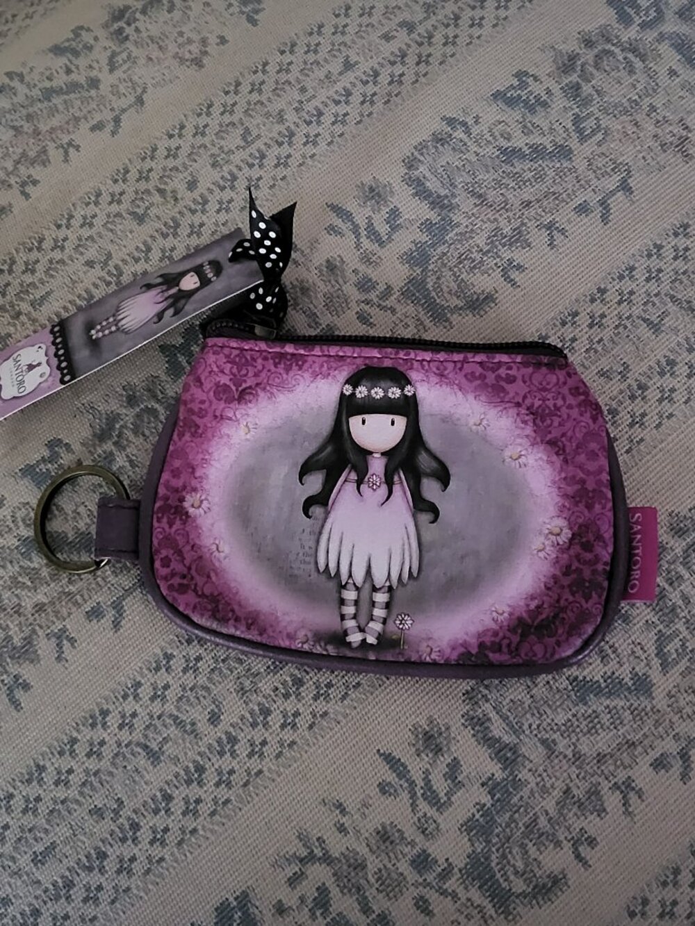 NWT Santoro London Gorjuss "Oops a Daisy" Key Ring Zip Coin Purse / Pouch
